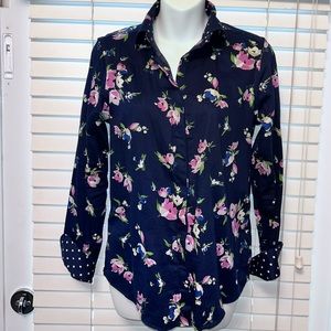 CHAPS Floral & Polka Dot Button Down Blouse - Small